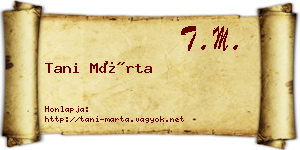 Tani Márta névjegykártya